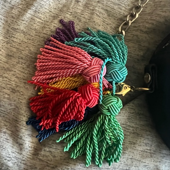 Vintage MCM Suzy Wong Mini Black Round Crossbody Bag with Colorful Tassels - Picture 2 of 7